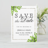 Elegante hoekvaren decoratie bruiloft save the date (Staand voorkant)