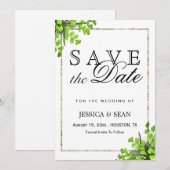 Elegante hoekvaren decoratie bruiloft save the date (Voorkant / Achterkant)
