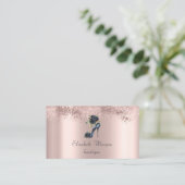 Elegante hoge hakken zwarte Rozen Glitter Roos Gol Visitekaartje (Staand voorkant)