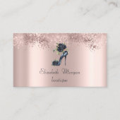 Elegante hoge hakken zwarte Rozen Glitter Roos Gol Visitekaartje (Voorkant)