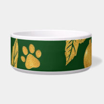Elegante Holiday Dog Bowl – Goud & Groen met Pootj