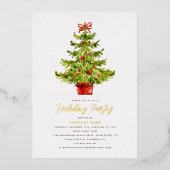 Elegante Holiday Tree Company Party Echt Goud Folie Uitnodiging (Voorkant)