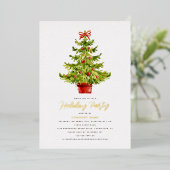 Elegante Holiday Tree Company Party Echt Goud Folie Uitnodiging (Staand Voorkant)
