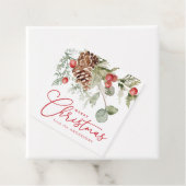 Elegante Holly Berries en dennenappels Kerstmis Bedankjes Labels (In situ)