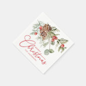 Elegante Holly Berries en dennenappels Kerstmis Servet (Hoek)