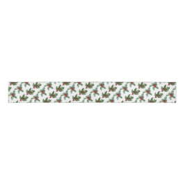 Elegante Holly Berries Patroon Kerstvakantie Grosgrain Lint