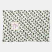 Elegante Holly Berries Patroon Kerstvakantie Theedoek (Horizontaal)