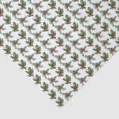 Elegante Holly Berries Patroon Kerstvakantie Tissuepapier (Detail)