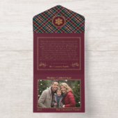 Elegante Holly Berries Plaid Foto Kerstbrief All In One Uitnodiging (Binnenkant)