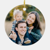 Elegante Holly Berry Krans Monogram Foto Keramisch Ornament (Achterkant)