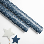 Elegante Holly & Berry Stems Blauw Cadeaupapier