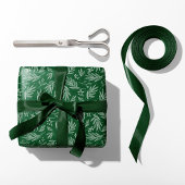 Elegante Holly & Berry Stems Groen Cadeaupapier