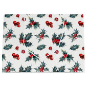 Elegante Holly Berry Vakantie Kerstmis Rustiek Groot Cadeauzakje (Voorkant)