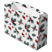 Elegante Holly Berry Vakantie Kerstmis Rustiek Groot Cadeauzakje (Achterkant Gekanteld)