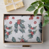 Elegante Holly Berry Vakantie Kerstmis Rustiek Tissuepapier (Geschenk)