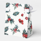 Elegante Holly Berry Vakantie Kerstmis Rustieke gu Bedankdoosjes (Achterkant)