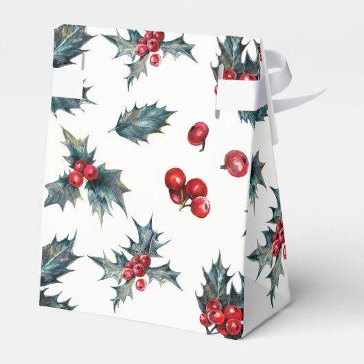 Elegante Holly Berry Vakantie Kerstmis Rustieke gu Bedankdoosjes (Achterkant)