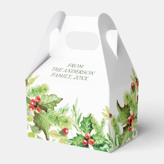 Elegante Holly Berry Vrolijk Kerstfeest Vakantie F Bedankdoosjes (Achterkant)