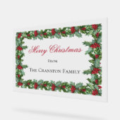 Elegante Holly en Berries Lijst Kerstgroet Acryl Bord (Hoek)