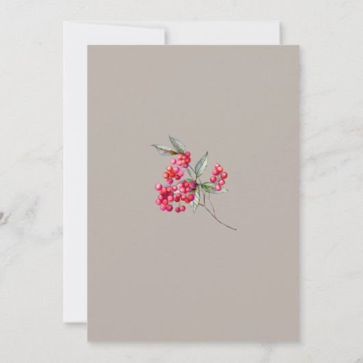 Elegante Holly en Berry Botanische Winter Verjaard Kaart (Achterkant)