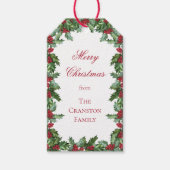 Elegante Holly en bessen krans Vrolijk Kerstfeest Cadeaulabel (Voorkant)