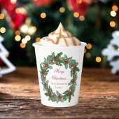 Elegante Holly en bessen krans Vrolijk Kerstfeest Papieren Bekers