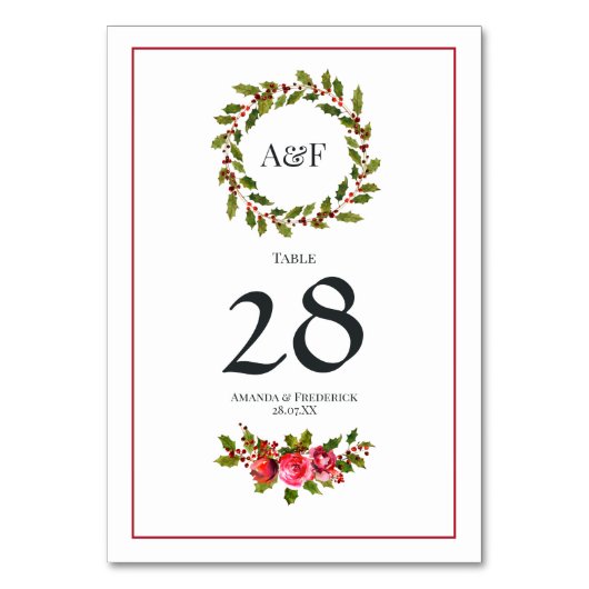 Elegante Holly en Ivy kerstbruiloft Kaart (Voorkant)