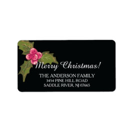 Elegante Holly Evergreen Kerst Retouradres Etiket