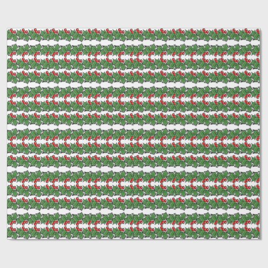 Elegante Holly feestelijke kerst groen rood groen Cadeaupapier (Vlak)