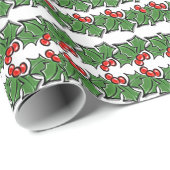 Elegante Holly feestelijke kerst groen rood groen Cadeaupapier (Rol Hoek)