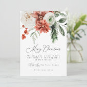 Elegante Holly Floral Greenery Foto Kerst Kaart (Staand voorkant)