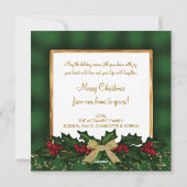 Elegante Holly Green Gold Foto Kerst Kaarten (Achterkant)