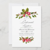 Elegante Holly & Ivy Kerstmis Bruidsmeisjes Lunche Kaart (Voorkant)