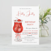 Elegante Holly Jolly kerstverjaardag Kaart (Staand voorkant)