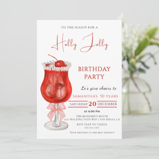 Elegante Holly Jolly kerstverjaardag Kaart (Staand voorkant)