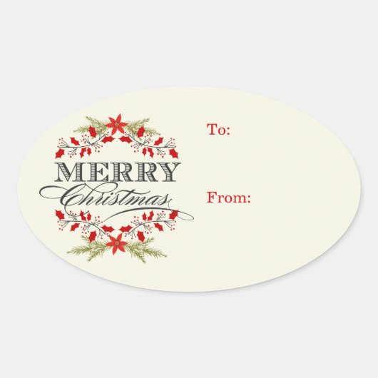 Elegante Holly Kerst Typografie Gift Labels (Voorkant)