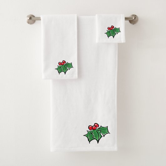 Elegante Holly laat Holly bessen botanisch Bad Handdoek (Insitu)