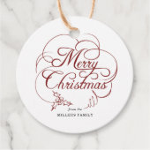 Elegante Holly Merry Christmas Bedankjes Labels (Voorkant)