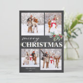 Elegante Holly Merry kerstvakantie fotokaart Feestdagenkaart (Staand voorkant)