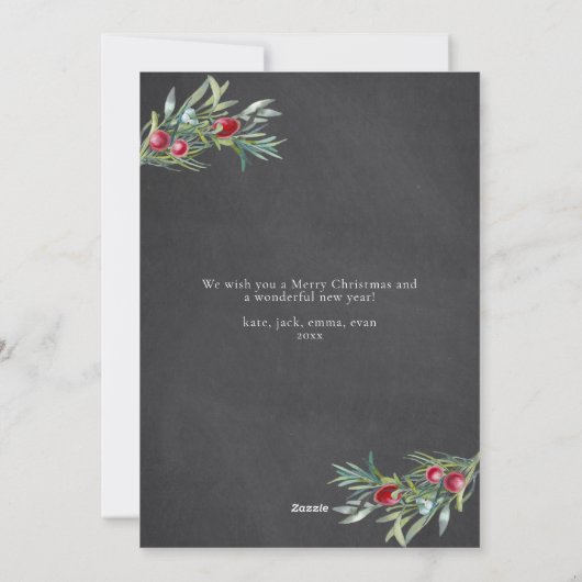 Elegante Holly Merry kerstvakantie fotokaart Feestdagenkaart (Achterkant)