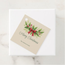 Elegante Holly & Red Bow Kerstmis - Bedankjes Labels