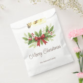 Elegante Holly & Red Bow Kerstmis - Bedankzakje (Gezegeld)
