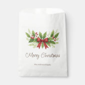 Elegante Holly & Red Bow Kerstmis - Bedankzakje (Voorkant)