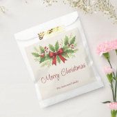 Elegante Holly & Red Bow Kerstmis - Bedankzakje (Gezegeld)