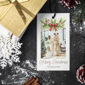 Elegante Holly & Red Bow Kerstmis - Cadeaulabel