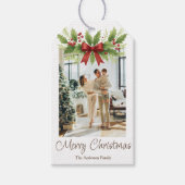 Elegante Holly & Red Bow Kerstmis - Cadeaulabel (Voorkant)