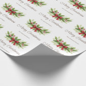 Elegante Holly & Red Bow Kerstmis - Cadeaupapier (Hoek)