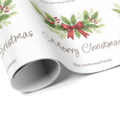 Elegante Holly & Red Bow Kerstmis - Cadeaupapier (Rol Hoek)