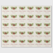 Elegante Holly & Red Bow Kerstmis - Cadeaupapier (Vlak)