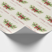 Elegante Holly & Red Bow Kerstmis - Cadeaupapier (Hoek)